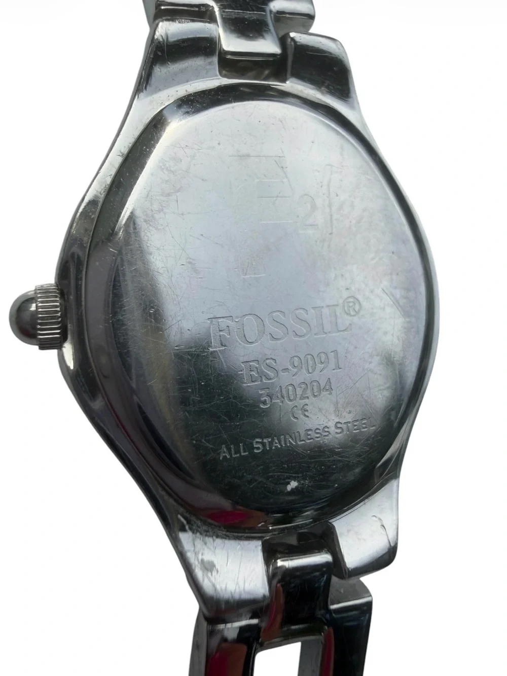 Fossil F2 ES-9091 Women’s Purple Dial Silver Watch – Needs Battery